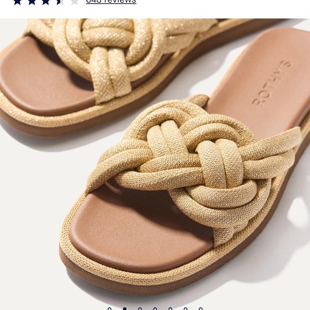 Rothy's Mustard Yellow/Gold Knotted Slide Sandals - Picture 3 of 9